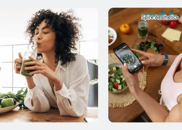 Image of woman looking into her diet and fat freezing Scotland to improve her health